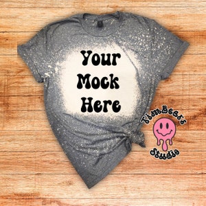 Dark Heather Grey Gildan gebleichtes T-Shirt Mockup - Gildan 64000 Mockup - Dark Heather Grey - Graues Tshirt Mockup für digitale Dateien * 4 PNGs *