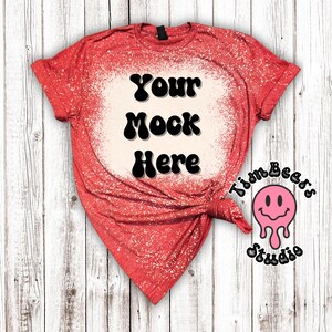 Maqueta de camiseta blanqueada Gildan roja - Maqueta Gildan 64000- Camiseta blanqueada roja - Maqueta de camiseta roja para archivos digitales *5 PNG*