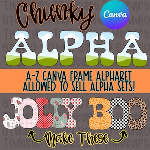 Chunky Alphabet Canva Frame - Alpha Canva Frame, Editable Alphabet Letters, Canva Alpha, Western Alphabet, Alpha Drag & Drop Canva Frame