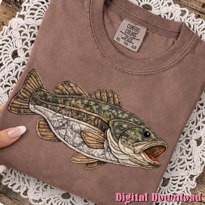 Camo Bass Fish Applique Design PNG, Hunting Quilt Patchwork Fish ...