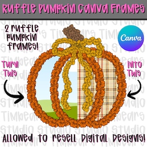 Ruffle Pumpkin Canva Frame, Pumpkin png - Halloween Design, Fall png, Preppy Fall Design, Preppy Halloween, Halloween Drag and Drop Frame