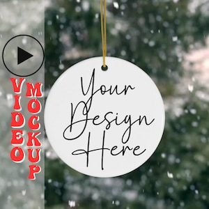 Christmas Ornament Video Mock up- Video Mock Up Round Ceramic Ornament - Christmas Ornament Video MP4 & PNG Mock Up