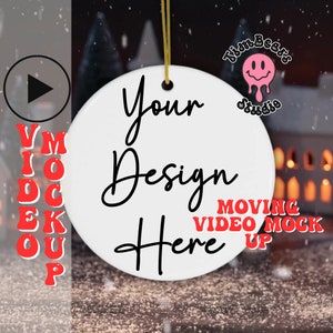 Christmas Ornament Video Mock up- Video Mock Up Round Ceramic Ornament - Christmas Ornament Video MP4 & PNG Mock Up - Moving Ornament Mockup