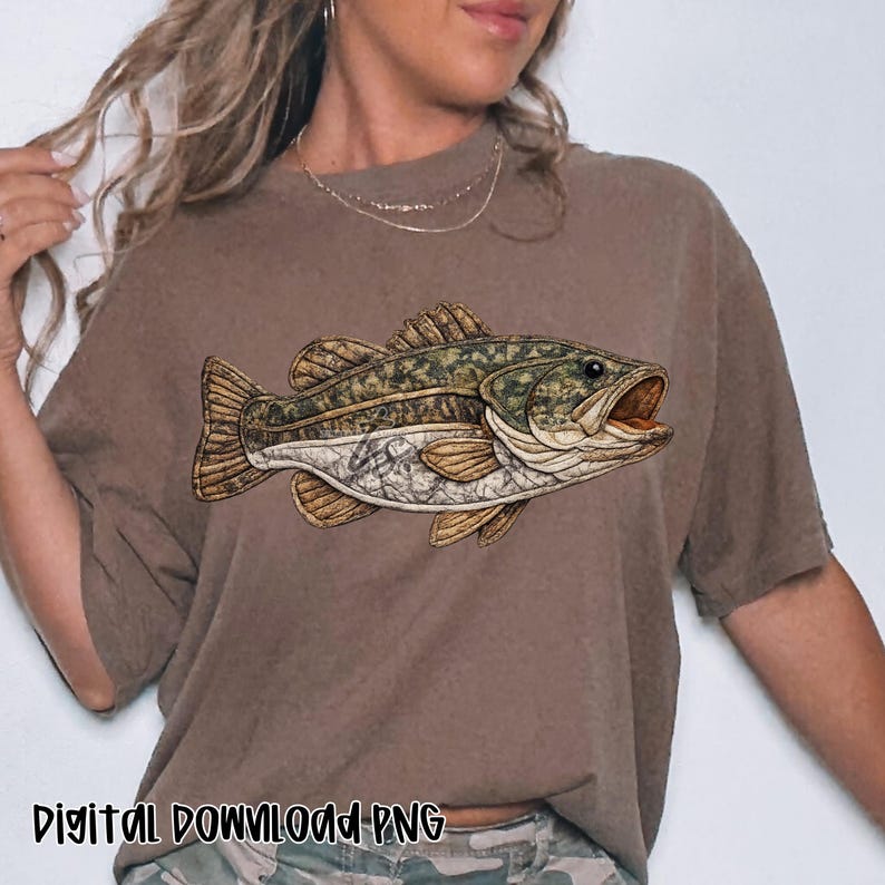Camo Bass Fish Applique Design PNG, Hunting Quilt Patchwork Fish ...