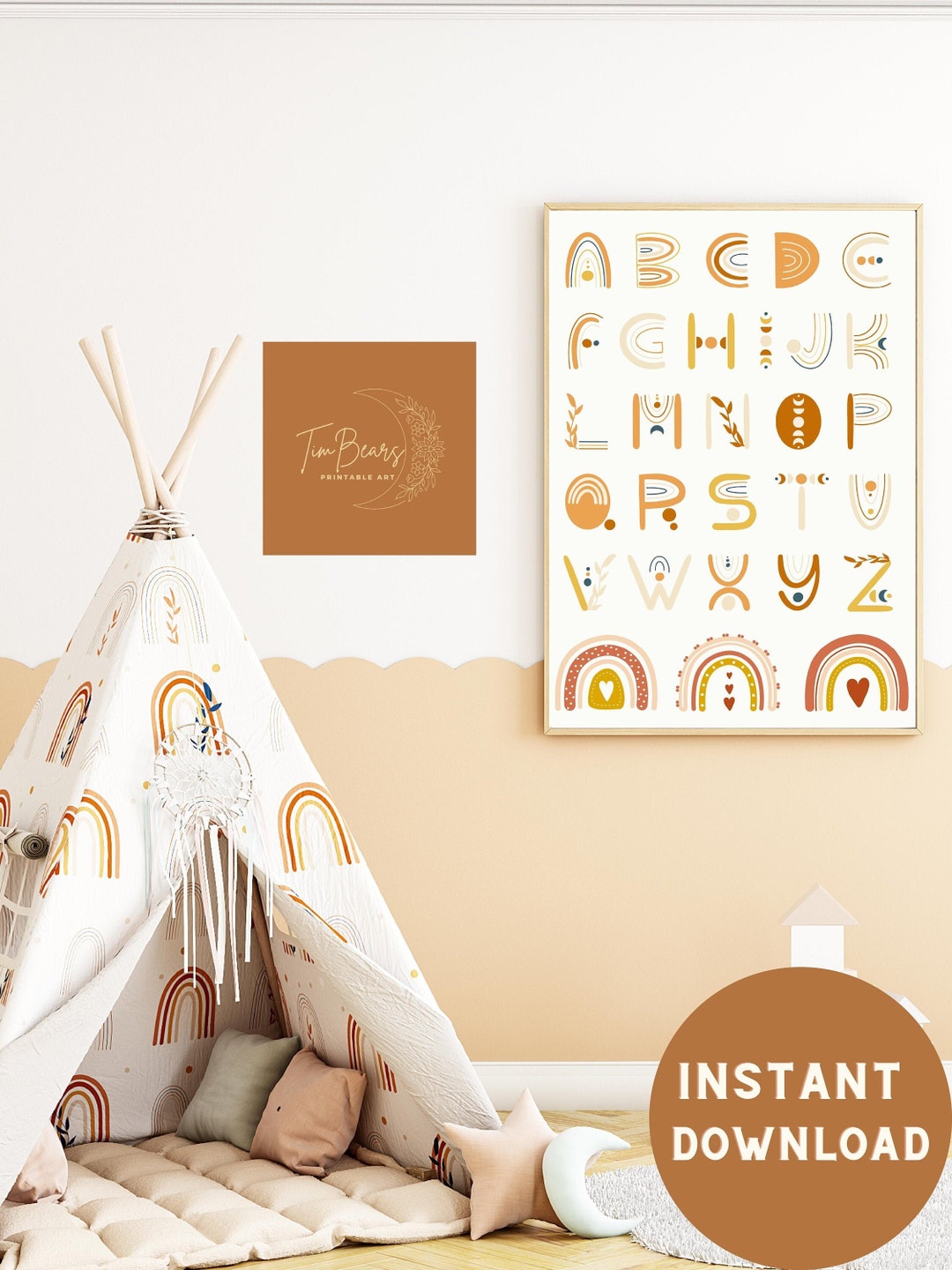 DIGITAL DOWNLOAD Alphabet Poster ABC Wall Art, Rainbow Alphabet Poster ...
