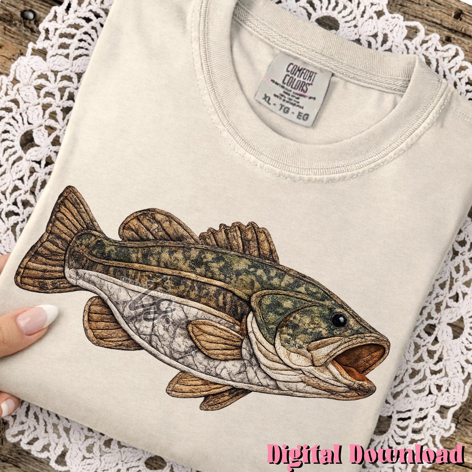 Camo Bass Fish Applique Design PNG, Hunting Quilt Patchwork Fish ...