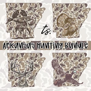 Arkansas Hunting Design Bundle PNG, Camo Arkansas png, Deer Hunting, Arkansas State png, Hunting Design,  Duck png, Hunting Dog, Turkey png