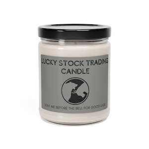 Lucky Stock Trading Candle- Gift for Stock Traders- Day Trader- Stock Market Good Luck Candle - Stock Broker Gift -Scented Soy Candle, 9oz