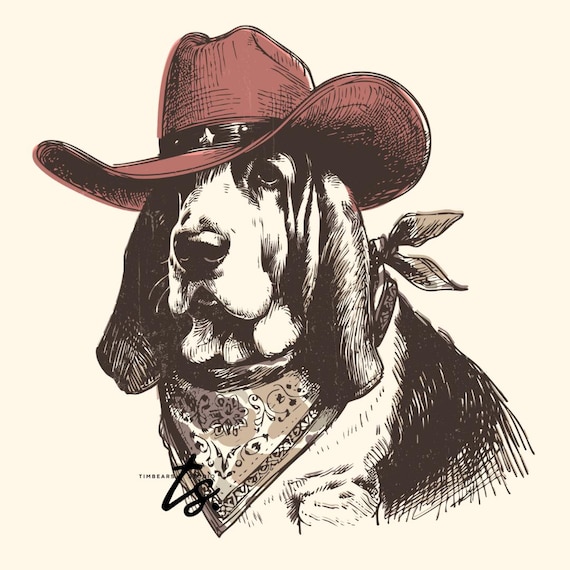 Cowboy Basset Hound png, Ruff Rider png, Cowboy Dog png, Basset Hound PNG, Hunting Dog png, Western Dog png, Funny Dog png
