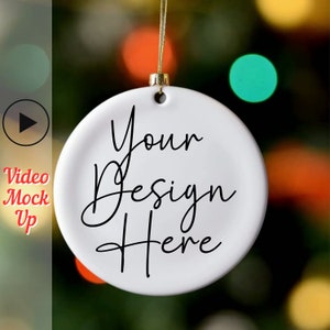 Ornament Video Mock Up - Animated Christmas Ornament Mock up -Ceramic Circle Ornament Mock up *Christmas Ornament Mock Up MP4 & PNG Download