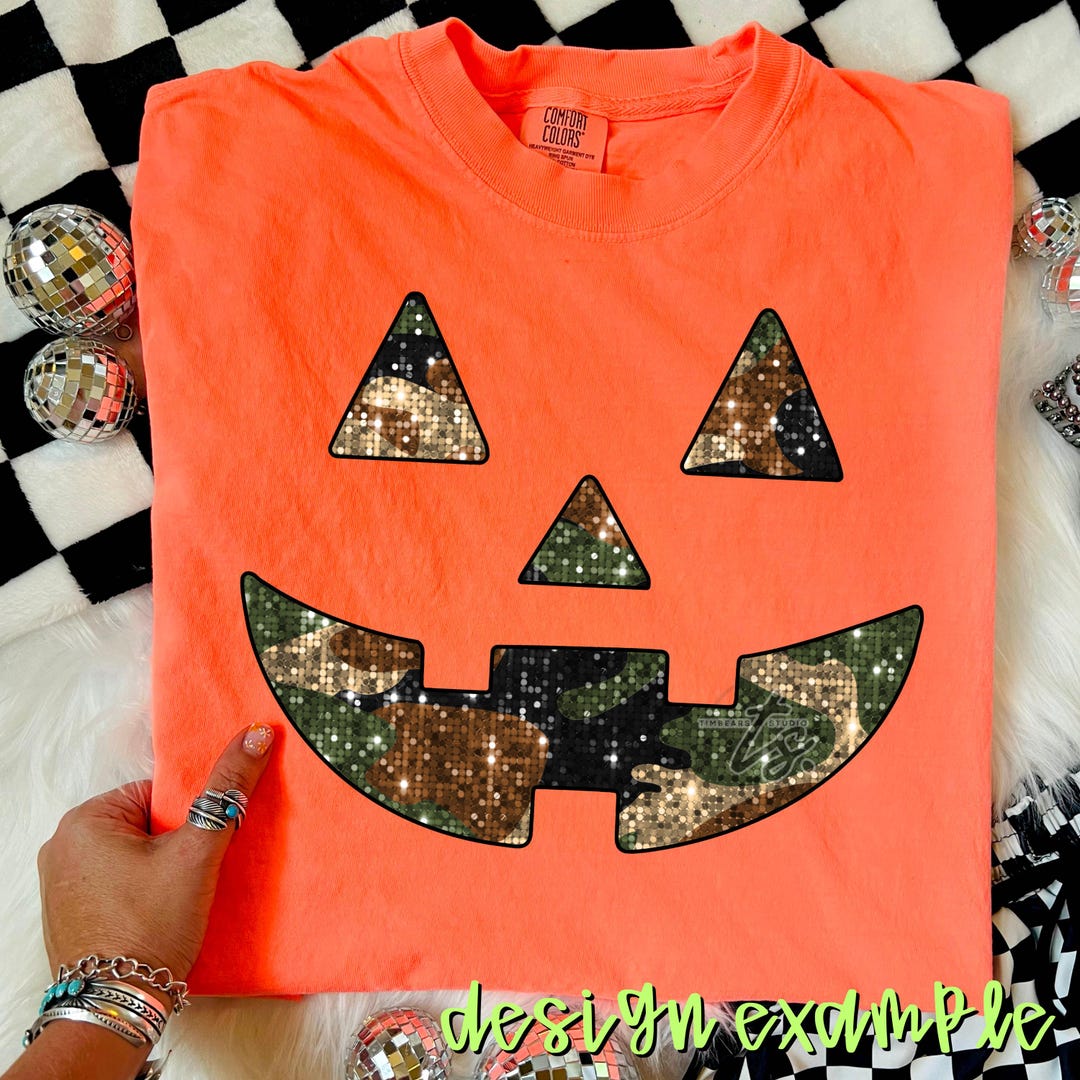 Sequin Jack O Lantern Pumpkin Png, Camo Pumpkin Png, Pumpkin Face ...