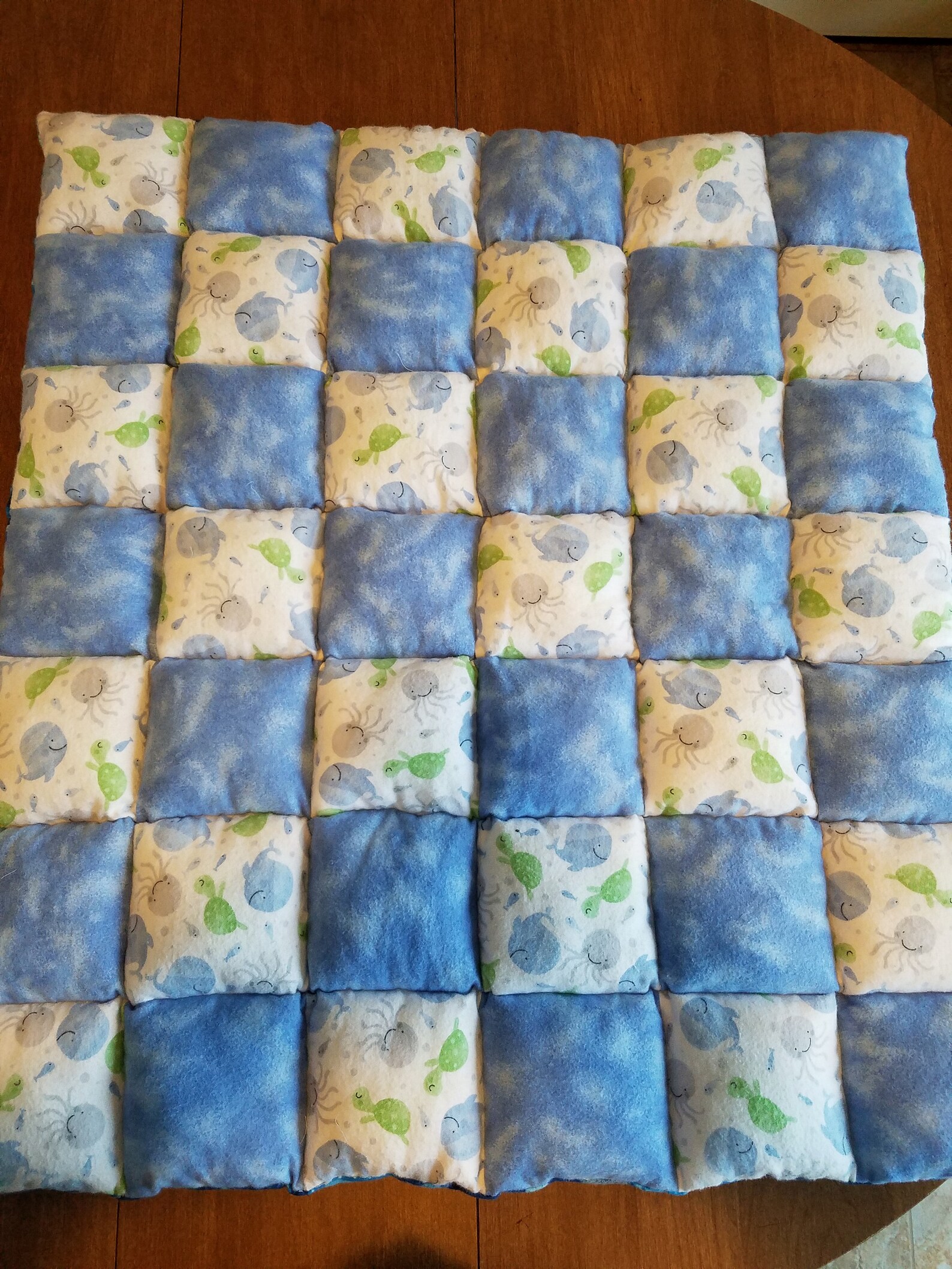 Baby Puff Bubble Quilt Blanket Tummy Time Mat Blue White Green Etsy