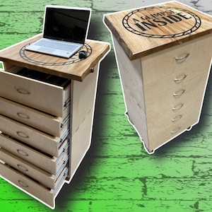 Mobile Shop Desk with Storage Detailed Plans