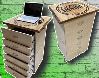 Mobile Shop Desk with Storage Detailed Plans