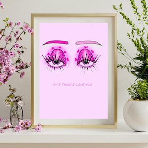 Romantic Pink Eye Art Print for Lover | Heart Wall Decor | Unique Love Gift for Her | Modern Valentine’s Art | Home Decor | Sultry Graphic