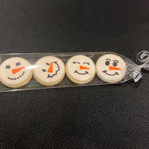 Christmas Cookies, Snowman Face Decorated Christmas Cookie Sleeves, Holiday Cookie Favors, Stocking Stuffer Cookies, Party Cookies