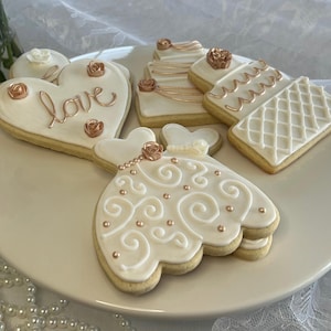 Rose Gold Wedding Cookies – Hand-Painted Metallic Sugar Cookies image 6