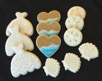 Beach Wedding Decorated Sugar Cookies, Wedding Favors, Bridal Shower Cookies, Bridal Shower Favors, Event Cookies, Customized Sugar Cookies