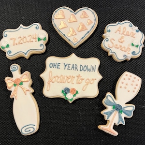 Anniversary Decorated Sugar Cookies, Anniversary Favors, 1st Anniversary Cookies, Event Cookies, Customized Sugar Cookies