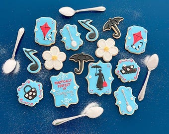 Mary Poppins Baby Shower Cookies, Custom Baby Shower Sugar Cookies, Storybook Theme Dessert Table Cookies, Baby Sprinkle Favors