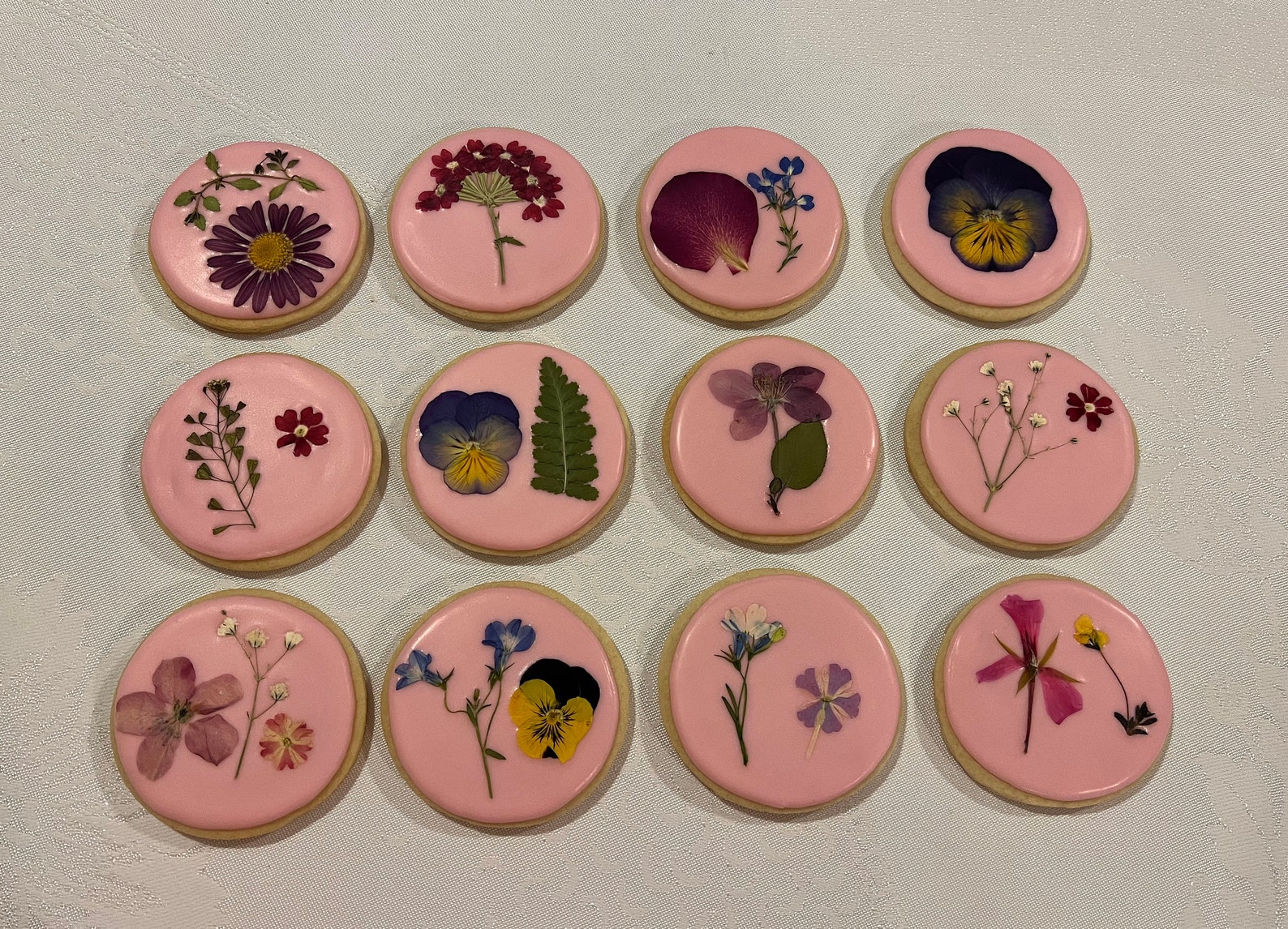 Pressed Flower Decorated Sugar Cookies Edible Flower Etsy