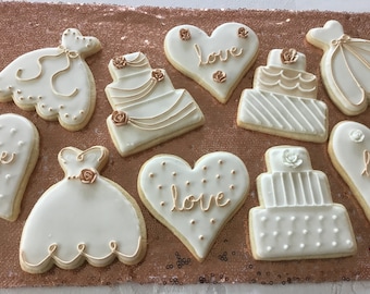 Wedding Decorated Sugar Cookies, Wedding Favors, Bridal Shower Cookies, Bridal Shower Favors, Event Cookies, Customized Sugar Cookies