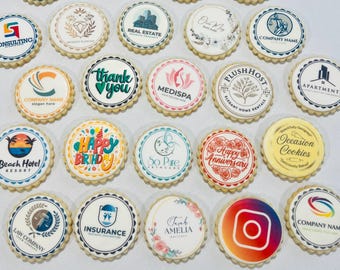 Corporate Logo Cookies – Custom Business Logo Sugar Cookies, Client Thank You Gifts, Company Branding, Promotional Cookies