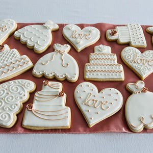 Rose Gold Wedding Cookies – Hand-Painted Metallic Sugar Cookies image 3