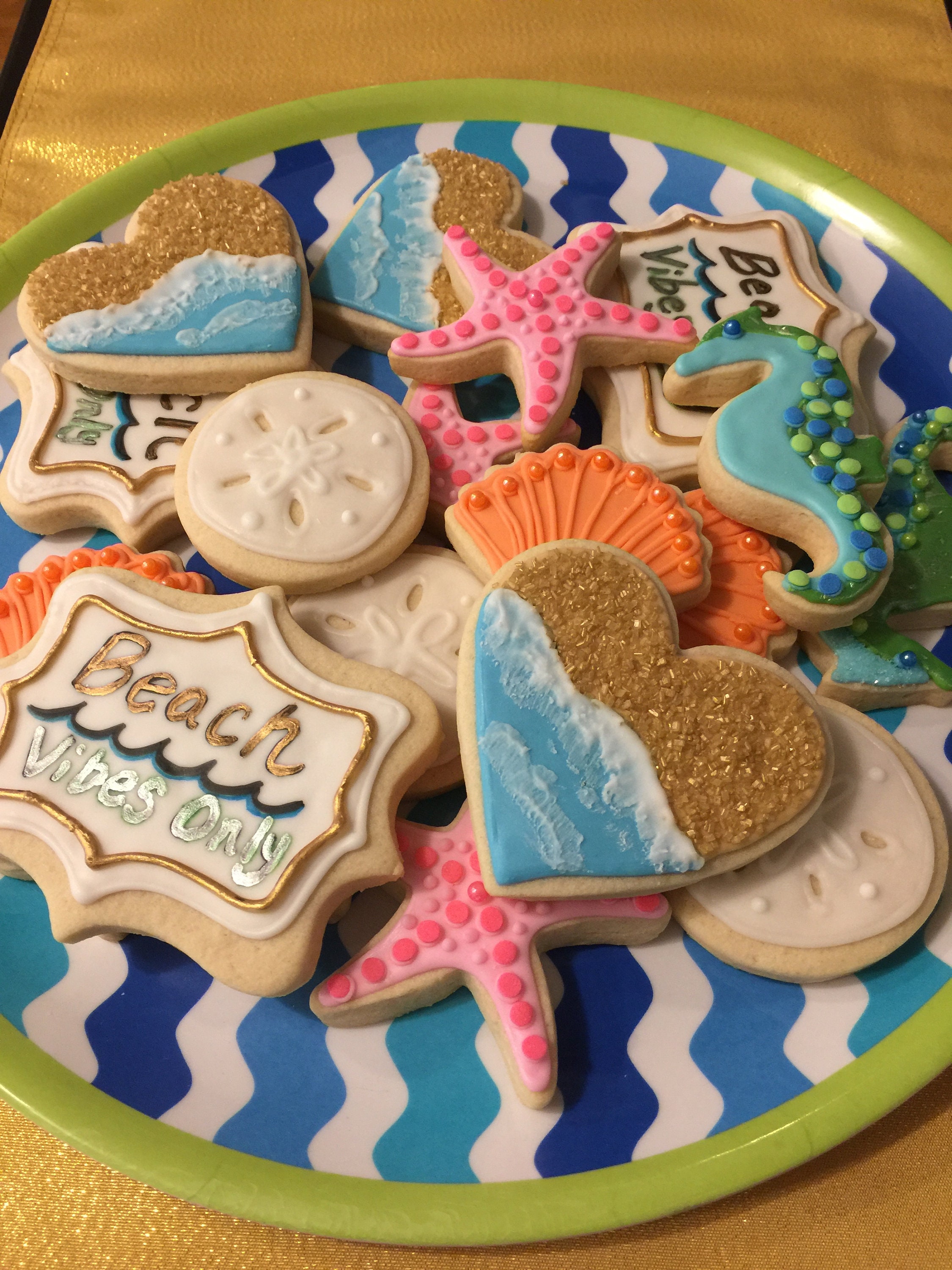 Beach Decorated Sugar Cookies Beach Event Cookies Beach Etsy