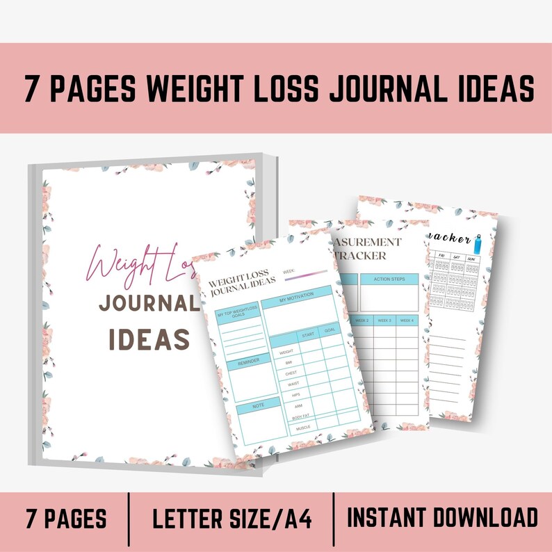 Pink Weight Loss Journal Ideas DIY Weight Loss Journal Etsy
