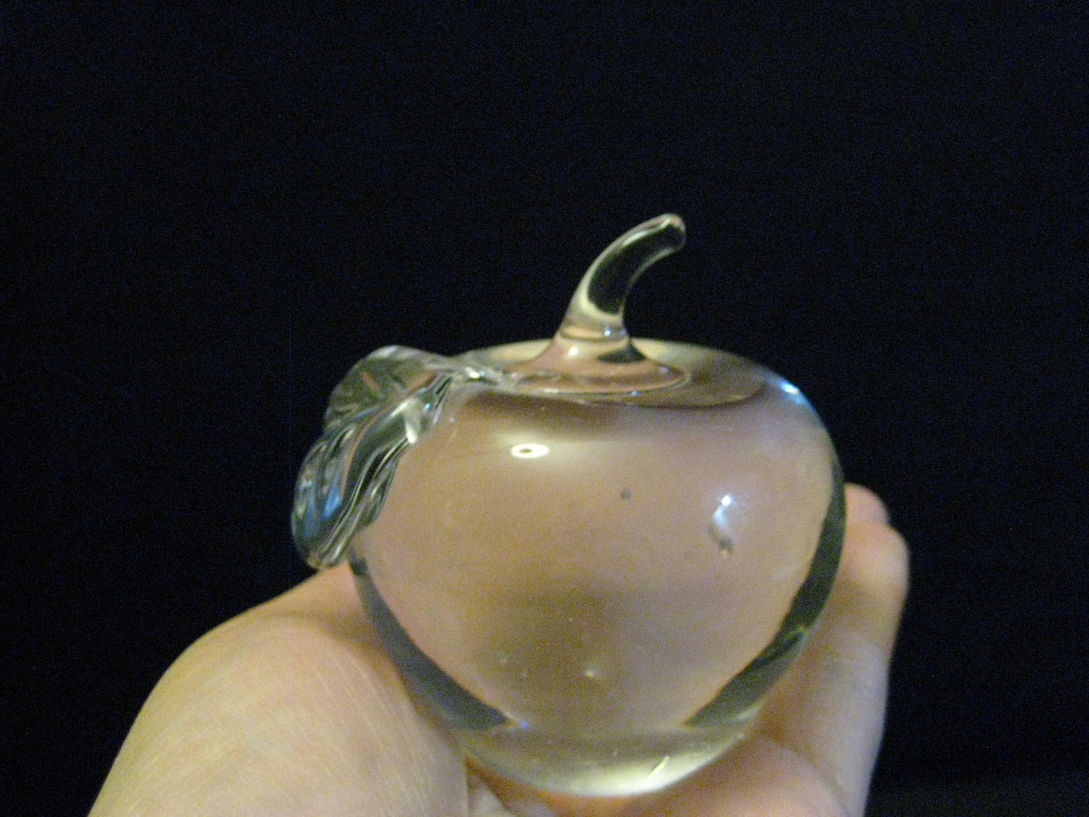 Crystal Clear Glass Apple Paperweight with Leaf Detail Etsy