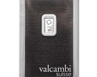 1 Gram 999.5 Fine Platinum Bar VALCAMBI Sealed in Assay