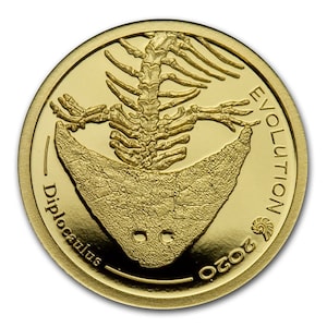1/2 Gram .9999 Fine Gold Bullion 24k Mongolia EVOLUTION DIPLOCAULUS Coin 2020