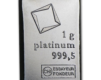 1 Gram .9995 Fine Platinum Bullion Bar VALCAMBI SWISS 2020
