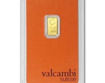 1 Gram 999.9 Fine Gold Bullion Bar 24k VALCAMBI SUISSE in Assay