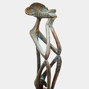 African Hand Carved Wooden Sitting Fertility Statue Figure