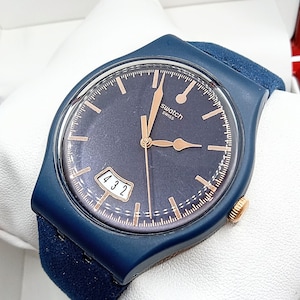 Swatch Cent Bleu Swiss Quartz w/Date Calendar Designer Watch