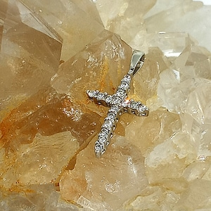 Genuine 1/3 Carat ttw Diamond & 14k White Gold Cross Pendant