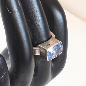 Authentic Signed "Douglas Elliot" Genuine Aquamarine & Diamond .925 Sterling Silver Designer Statement Ring