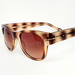 Fossil Square "53685" Brown and Gold Designer Sunglasses