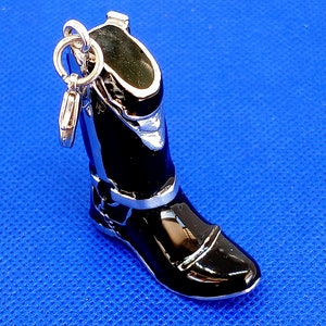 Polished Black Cowboy Boot Charm w/Lobster Claw Clasp