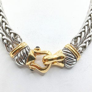 Polished Two-Tone w/Dual Strand Wheat 16" Chain Necklace