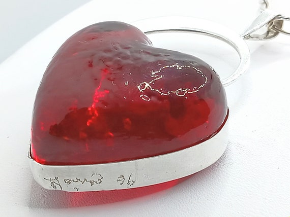 Huge Vintage 1969 Signed Solid Glass Shaped Heart… - image 2
