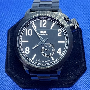 Vestel Men's Big Black "CANTEEN" 10ATM Single Sub Dial Quartz Watch~Italy!