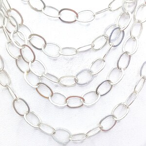 Rare 8-Feet Single Strand Solid 925 Sterling Silver Link Chain Necklace
