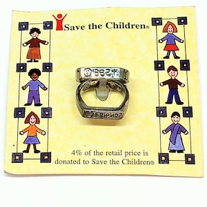 New "Save the Children" Vintage "Best Friends" 925 Silver Dual Stackable Rings~12.3g Set!