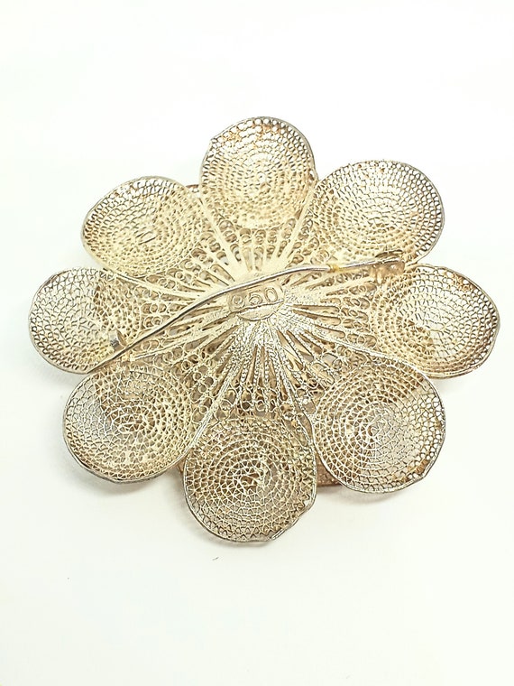 Broche En Argent Filigrané 950 - Occasion - Bijou Vintage