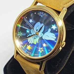 Lorus Vintage Mickey Mouse Rainbow Holograma com relógio de movimento de quartzo Seiko - bateria nova!