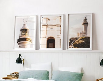 The Byron Bay Lighthouse. Set of 3 Coastal Photographs for the modern home. Print or Framed.