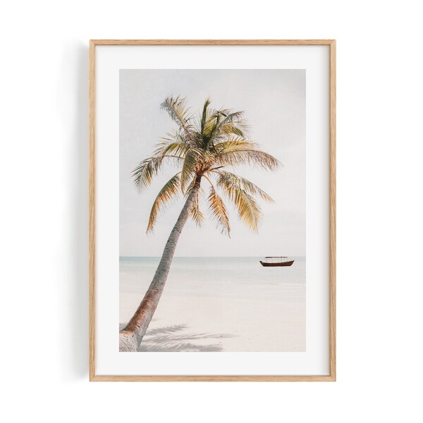 Lazy Palm over the ocean. Boho style photography for the Modern Home. Print or framed wall decor.